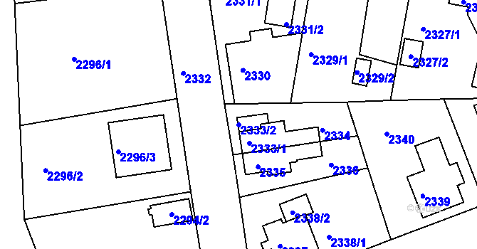 Parcela st. 2333/2 v KÚ Turnov, Katastrální mapa