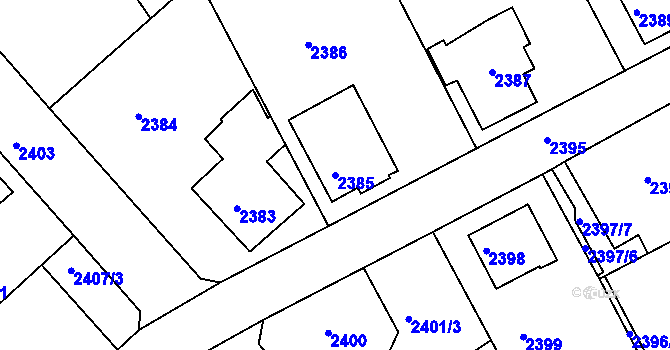 Parcela st. 2385 v KÚ Turnov, Katastrální mapa
