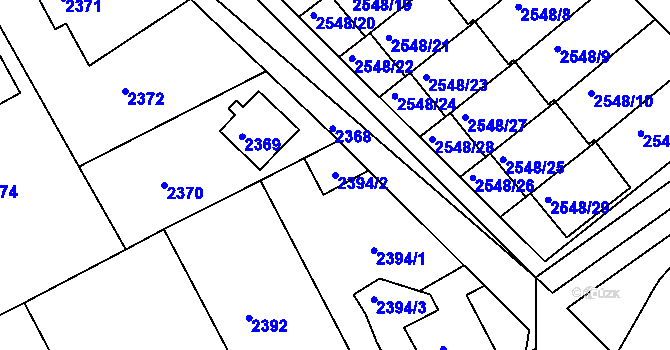 Parcela st. 2394/2 v KÚ Turnov, Katastrální mapa