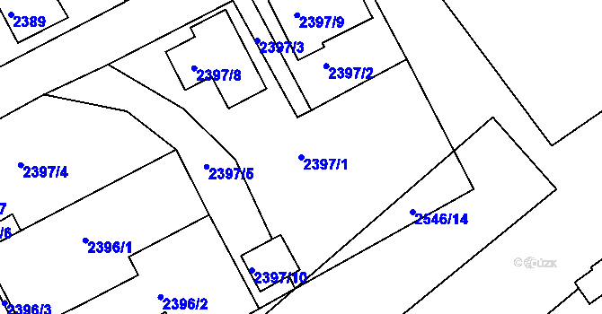 Parcela st. 2397/1 v KÚ Turnov, Katastrální mapa