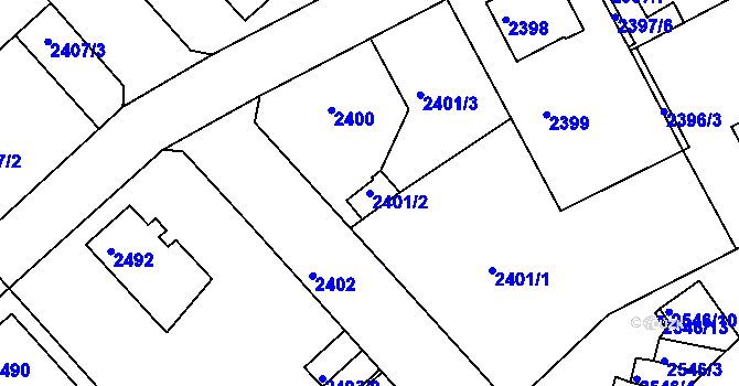 Parcela st. 2401/2 v KÚ Turnov, Katastrální mapa