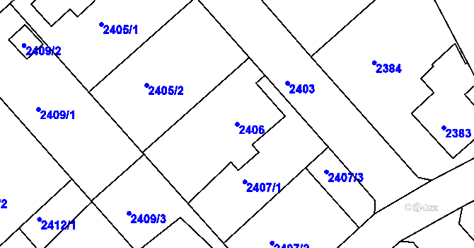 Parcela st. 2406 v KÚ Turnov, Katastrální mapa