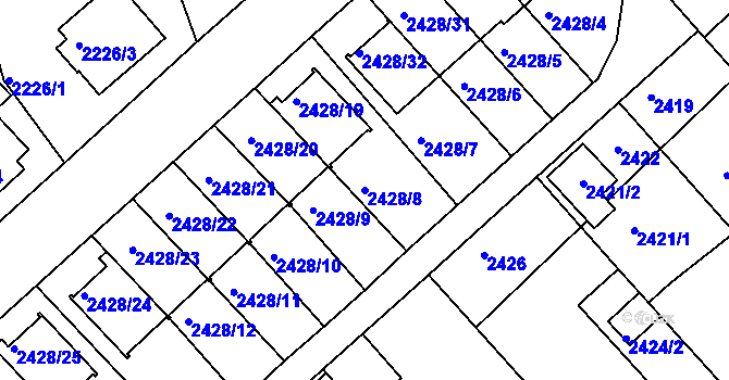 Parcela st. 2428/8 v KÚ Turnov, Katastrální mapa
