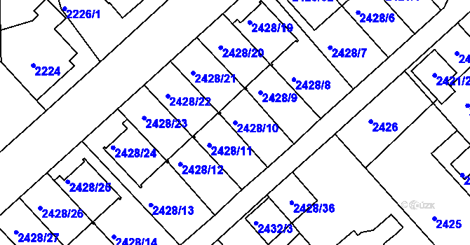 Parcela st. 2428/10 v KÚ Turnov, Katastrální mapa