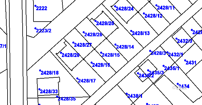 Parcela st. 2428/15 v KÚ Turnov, Katastrální mapa