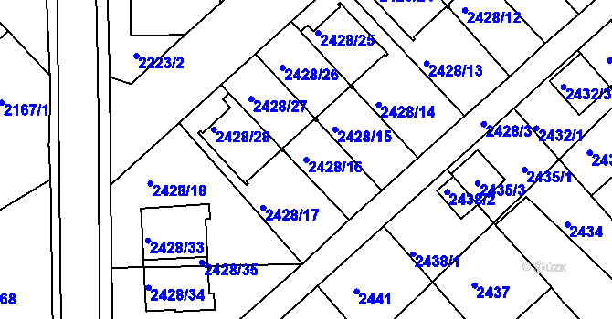 Parcela st. 2428/16 v KÚ Turnov, Katastrální mapa