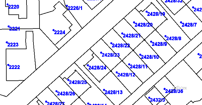 Parcela st. 2428/23 v KÚ Turnov, Katastrální mapa