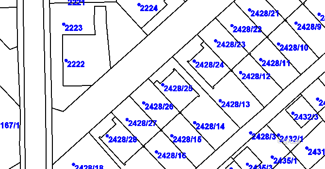 Parcela st. 2428/25 v KÚ Turnov, Katastrální mapa