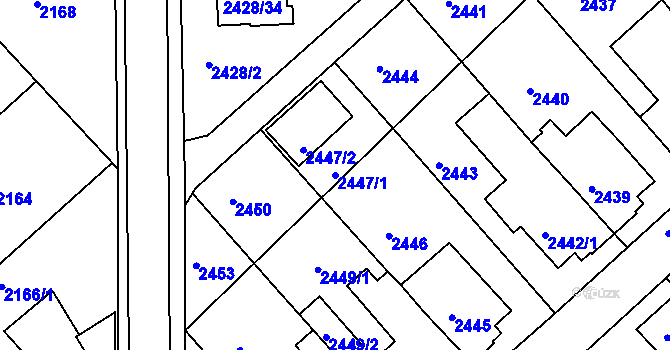 Parcela st. 2447/1 v KÚ Turnov, Katastrální mapa