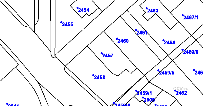 Parcela st. 2457 v KÚ Turnov, Katastrální mapa
