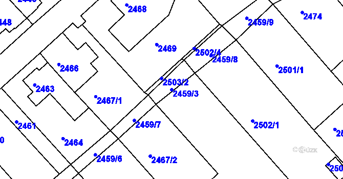 Parcela st. 2459/3 v KÚ Turnov, Katastrální mapa