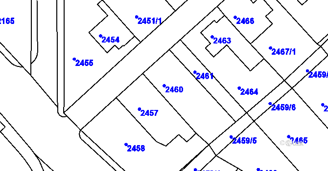 Parcela st. 2460 v KÚ Turnov, Katastrální mapa
