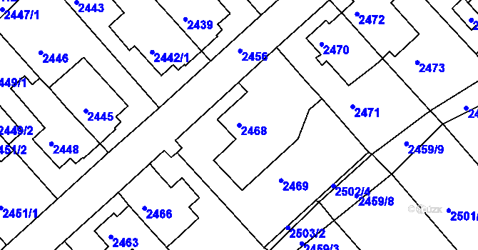 Parcela st. 2468 v KÚ Turnov, Katastrální mapa