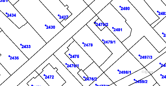 Parcela st. 2478 v KÚ Turnov, Katastrální mapa