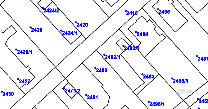 Parcela st. 2482/1 v KÚ Turnov, Katastrální mapa