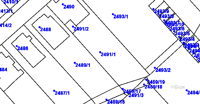 Parcela st. 2491/1 v KÚ Turnov, Katastrální mapa