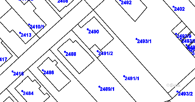 Parcela st. 2491/2 v KÚ Turnov, Katastrální mapa