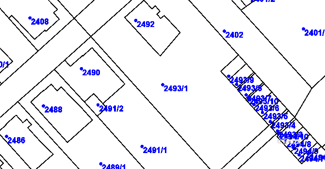 Parcela st. 2493/1 v KÚ Turnov, Katastrální mapa