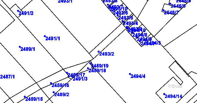 Parcela st. 2493/2 v KÚ Turnov, Katastrální mapa