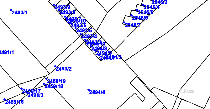 Parcela st. 2494/3 v KÚ Turnov, Katastrální mapa
