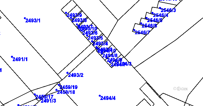 Parcela st. 2494/8 v KÚ Turnov, Katastrální mapa