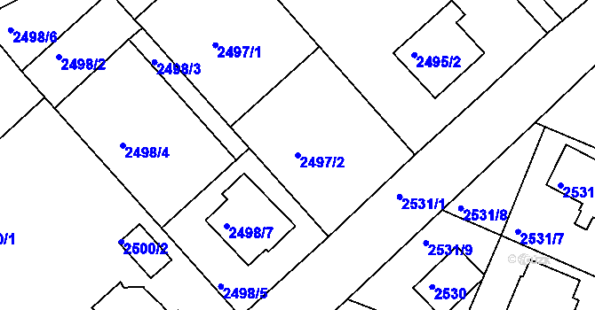 Parcela st. 2497/2 v KÚ Turnov, Katastrální mapa