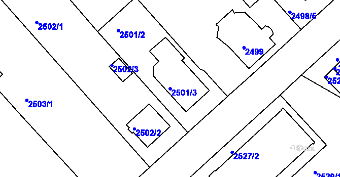 Parcela st. 2501/3 v KÚ Turnov, Katastrální mapa