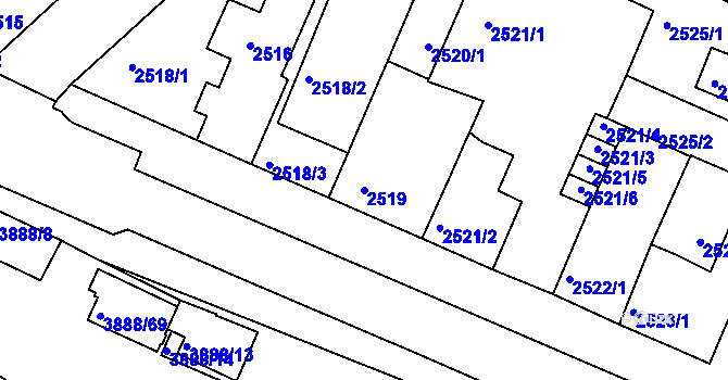 Parcela st. 2519 v KÚ Turnov, Katastrální mapa