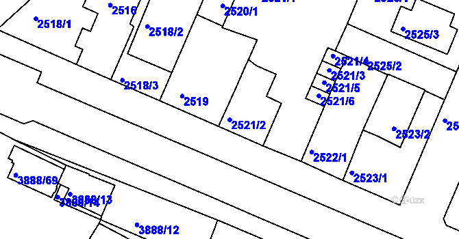 Parcela st. 2521/2 v KÚ Turnov, Katastrální mapa