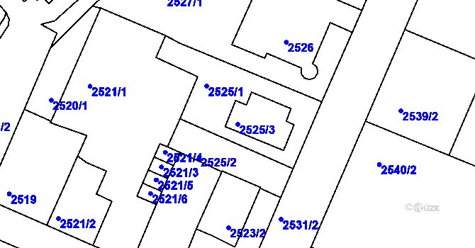 Parcela st. 2525/3 v KÚ Turnov, Katastrální mapa