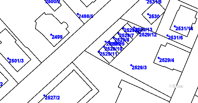 Parcela st. 2529/11 v KÚ Turnov, Katastrální mapa