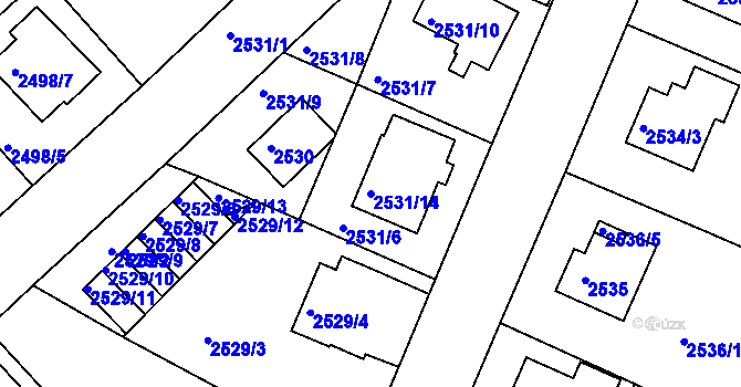 Parcela st. 2531/14 v KÚ Turnov, Katastrální mapa