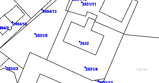 Parcela st. 2532 v KÚ Turnov, Katastrální mapa