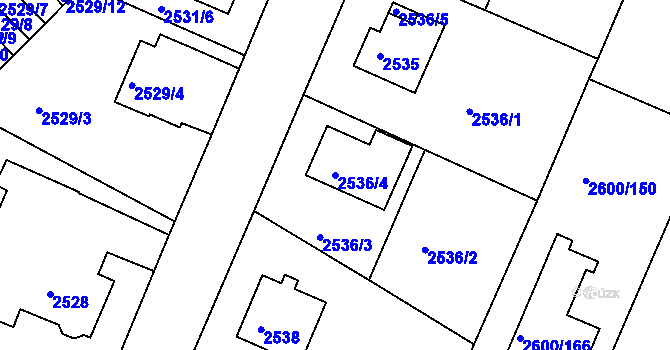 Parcela st. 2536/4 v KÚ Turnov, Katastrální mapa