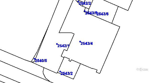 Parcela st. 2543/4 v KÚ Turnov, Katastrální mapa