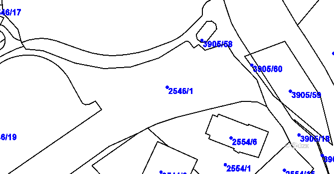 Parcela st. 2546/1 v KÚ Turnov, Katastrální mapa