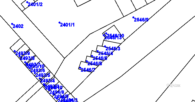 Parcela st. 2546/4 v KÚ Turnov, Katastrální mapa