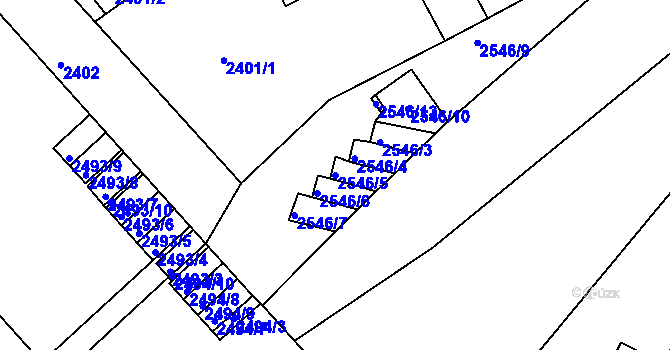 Parcela st. 2546/5 v KÚ Turnov, Katastrální mapa