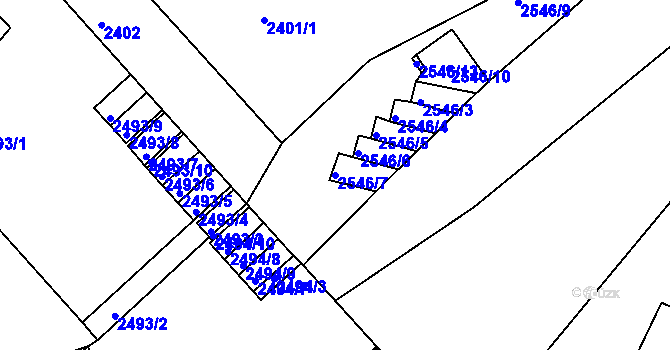 Parcela st. 2546/7 v KÚ Turnov, Katastrální mapa