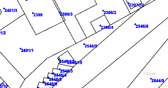 Parcela st. 2546/9 v KÚ Turnov, Katastrální mapa
