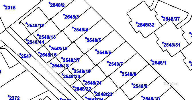 Parcela st. 2548/6 v KÚ Turnov, Katastrální mapa