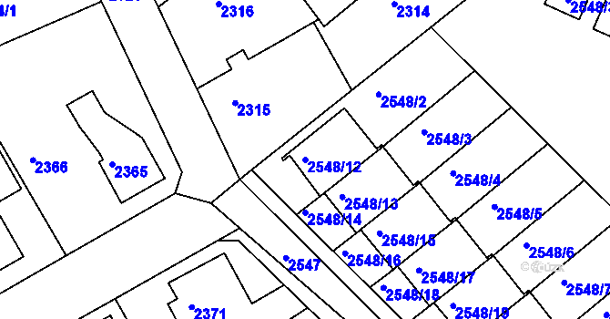 Parcela st. 2548/12 v KÚ Turnov, Katastrální mapa