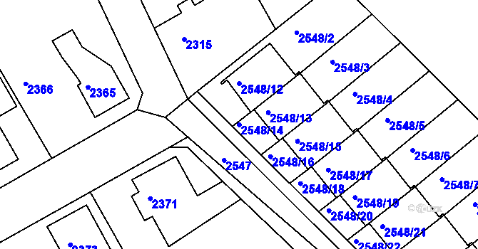 Parcela st. 2548/14 v KÚ Turnov, Katastrální mapa