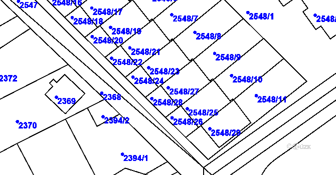 Parcela st. 2548/27 v KÚ Turnov, Katastrální mapa