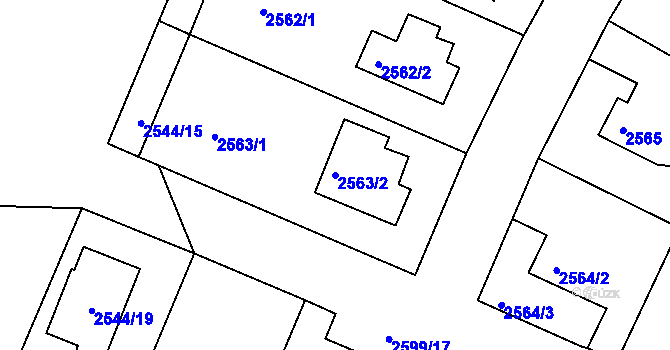 Parcela st. 2563/2 v KÚ Turnov, Katastrální mapa