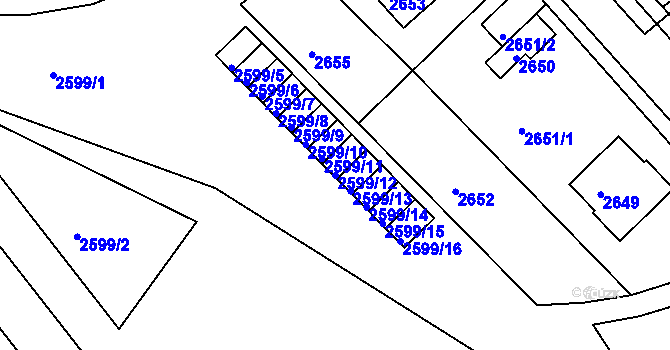 Parcela st. 2599/12 v KÚ Turnov, Katastrální mapa