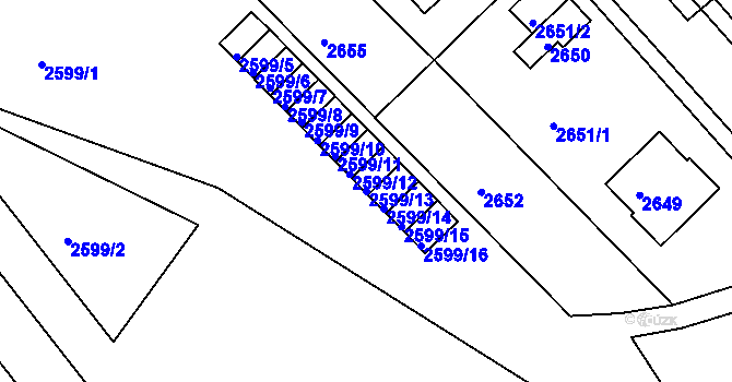 Parcela st. 2599/13 v KÚ Turnov, Katastrální mapa