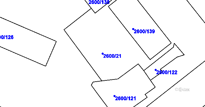 Parcela st. 2600/21 v KÚ Turnov, Katastrální mapa
