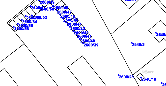 Parcela st. 2600/39 v KÚ Turnov, Katastrální mapa