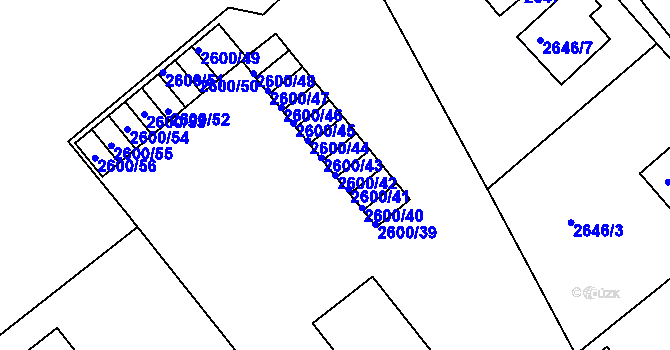 Parcela st. 2600/42 v KÚ Turnov, Katastrální mapa